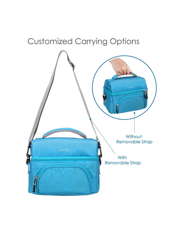 Bentgo Deluxe Lunch Bag - Durable and Insulated Lunch Tote with Zippered Outer Pocket, Internal Mesh Pocket, Padded and Adjustable Straps, & 2-Way Zippers - Fits All Lunch Boxes (Blue) - Image 5