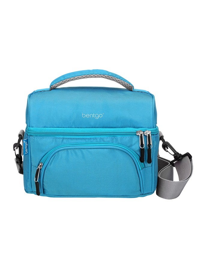 Bentgo Deluxe Lunch Bag - Durable and Insulated Lunch Tote with Zippered Outer Pocket, Internal Mesh Pocket, Padded and Adjustable Straps, & 2-Way Zippers - Fits All Lunch Boxes (Blue) - Image 1
