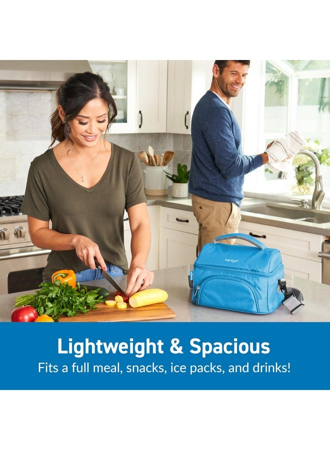 Bentgo Deluxe Lunch Bag - Durable and Insulated Lunch Tote with Zippered Outer Pocket, Internal Mesh Pocket, Padded and Adjustable Straps, & 2-Way Zippers - Fits All Lunch Boxes (Blue) - Image 2