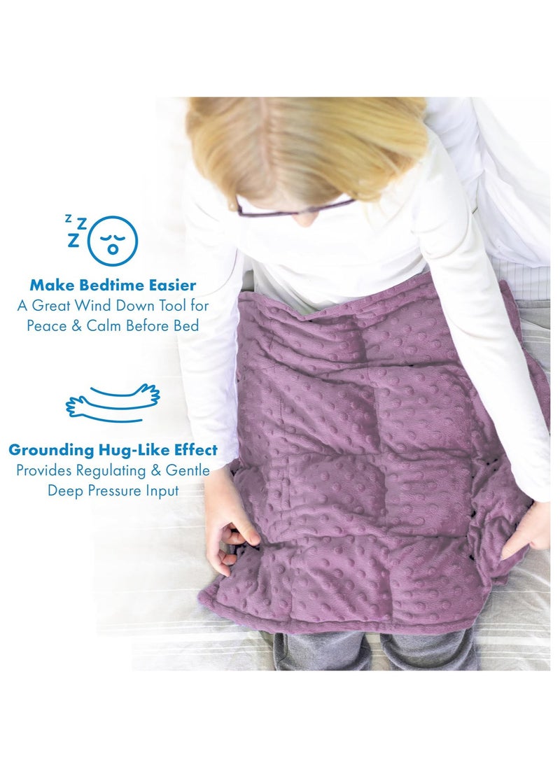 Fabienne Weighted Lap Blanket for Kids 3Lbs Dotted Minky Weighted Lap Pad for Kids with Sensory Processing Issues Like Autism or ADHD 56x48cm Lilac/Grey  - Image 3