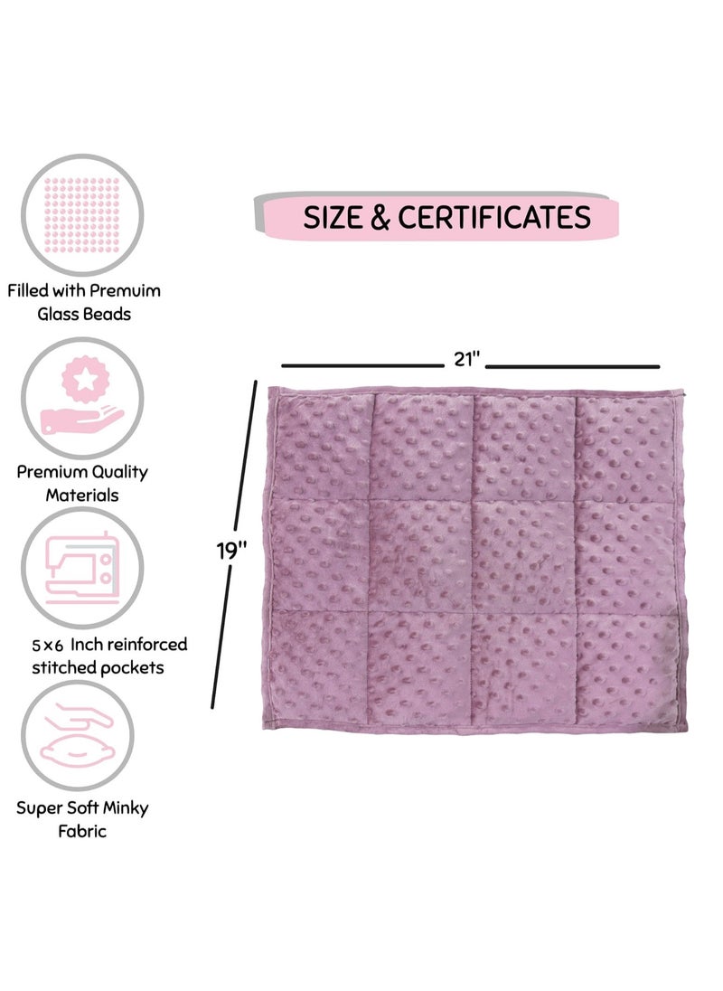 Fabienne Weighted Lap Blanket for Kids 3Lbs Dotted Minky Weighted Lap Pad for Kids with Sensory Processing Issues Like Autism or ADHD 56x48cm Lilac/Grey  - Image 5