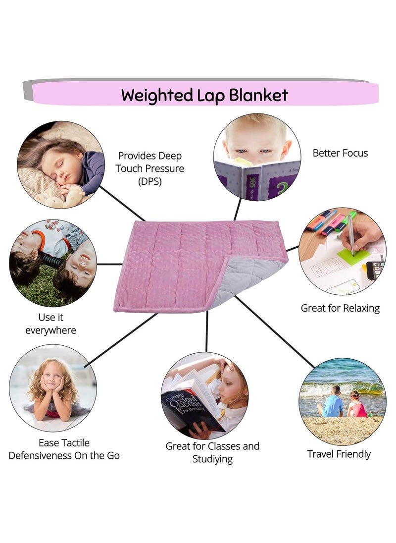 Fabienne Weighted Lap Blanket for Kids 3Lbs Dotted Minky Weighted Lap Pad for Kids with Sensory Processing Issues Like Autism or ADHD 56x48cm Lilac/Grey  - Image 4