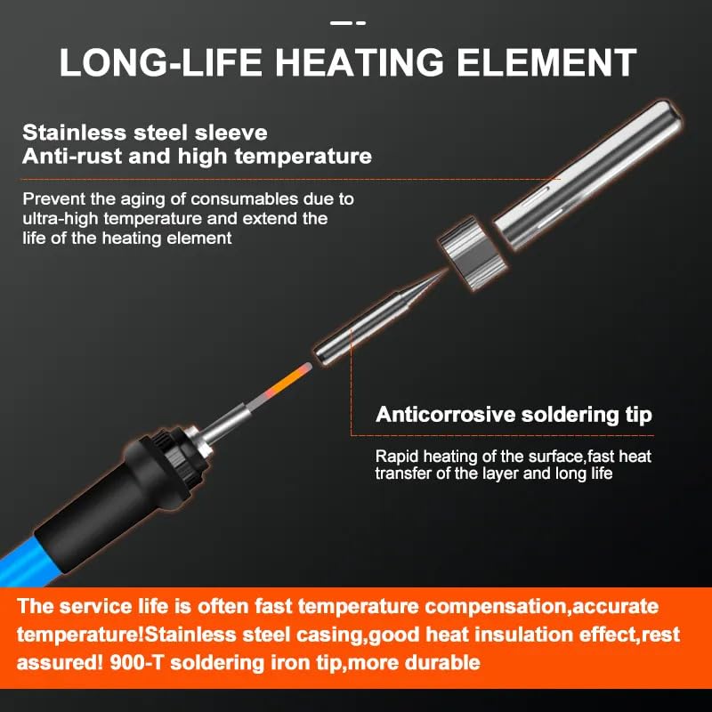 DZK 60W Soldering Iron Kit with Temperature Control | Adjustable 200°C–450°C | 5 Tips, Stand, Solder Wire & Flux | Electric Soldering Tool for Mobile Repair & DIY - Image 4