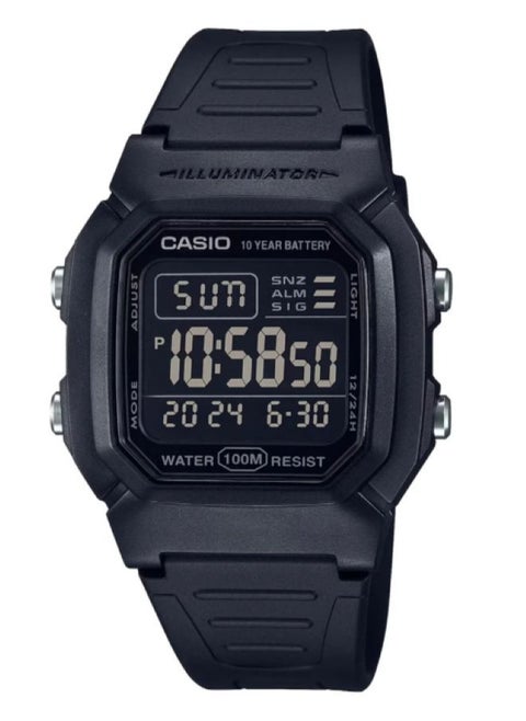 Casio watch for men with a black resin strap, model W-800H-1B