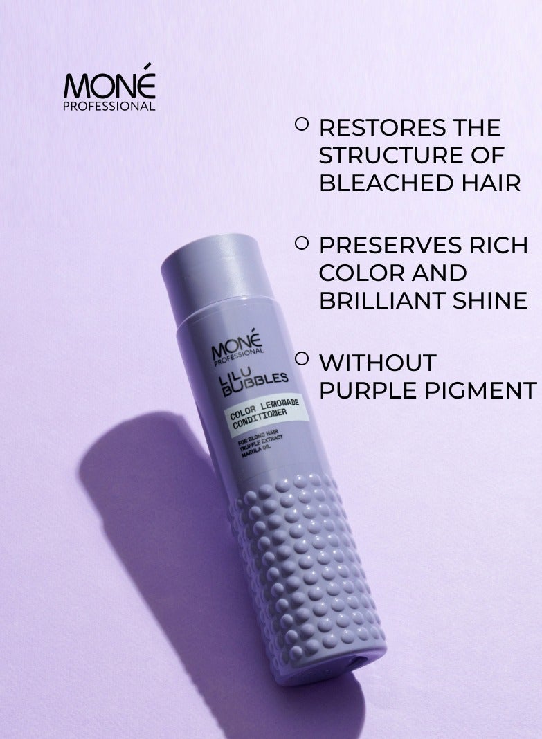 MONE Professional Lilu Bubbles Color Lemonade Conditioner - Conditioner For Bleached Hair (Not Silver, Not Purple) With Marula Oil And Truffle Extract, Marula Oil Provides Protection From Environmental Damage, Moisturizes, And Combats Frizz, Truffle Extract Rich In Amino Acids, Proteins, Antioxidants, And Minerals Restores And Strengthens Damaged Hair, D-panthenol Offers Effective Hydration, 300ml - Image 5