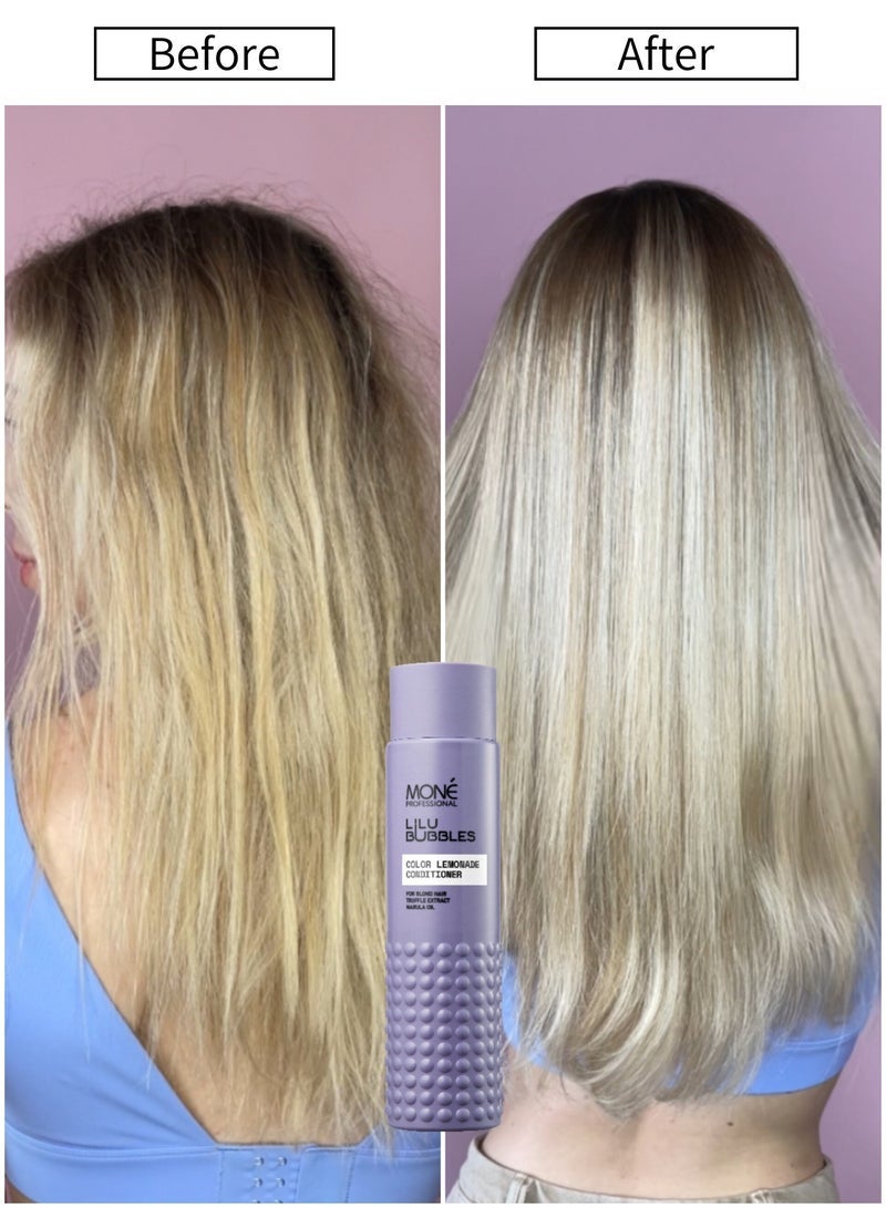 MONE Professional Lilu Bubbles Color Lemonade Conditioner - Conditioner For Bleached Hair (Not Silver, Not Purple) With Marula Oil And Truffle Extract, Marula Oil Provides Protection From Environmental Damage, Moisturizes, And Combats Frizz, Truffle Extract Rich In Amino Acids, Proteins, Antioxidants, And Minerals Restores And Strengthens Damaged Hair, D-panthenol Offers Effective Hydration, 300ml - Image 4