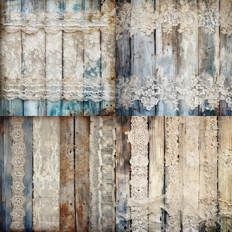 DESEACO Vintage Lace & Wood Scrapbook Paper Pad 6x6, Single-Sided, 12 Designs, 24 Sheets, DIY Crafts, Scrapbooking Supplies - Image 2