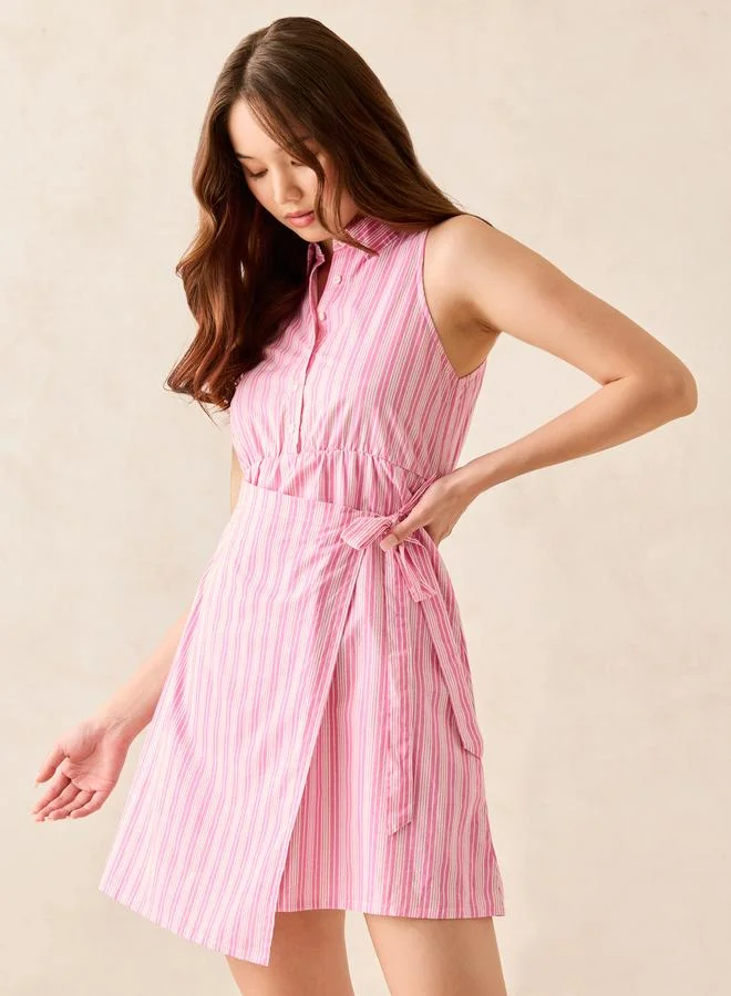 أوجيدر فستان قصير قطن بنمط لف