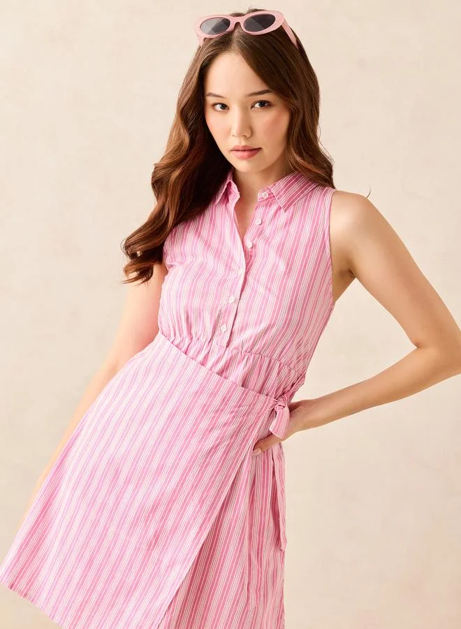 أوجيدر فستان قصير قطن بنمط لف