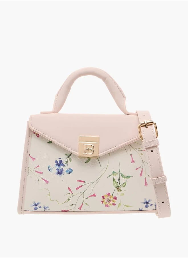 Flora Bella By Shoexpress Women Floral Bella Floral Print Satchel Bag with Detachable Strap and Flap Closure