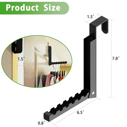 IRONDIY 2 Pcs Over The Door Hooks Hanger,Over The Door Organizer Racks, Collapsible Folding Over Door Clothes Drying Laundry Hooks for Hanging Clothes,Over Door Storage Hangers for Bedroom Bathroom (Black) - Image 2
