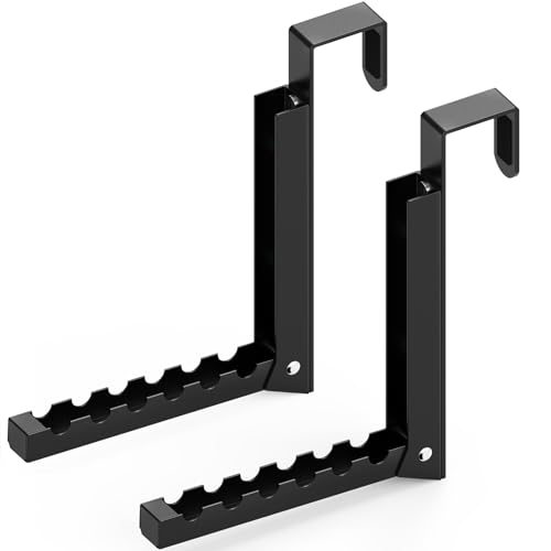 IRONDIY 2 Pcs Over The Door Hooks Hanger,Over The Door Organizer Racks, Collapsible Folding Over Door Clothes Drying Laundry Hooks for Hanging Clothes,Over Door Storage Hangers for Bedroom Bathroom (Black) - Image 1