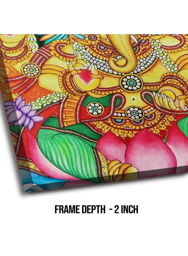 PAPER PLANE DESIGN Kerala Mural Art Indian Ethnic Traditional Wall Canvas Painting. 24 in x 24 in Size. (B) - Image 3