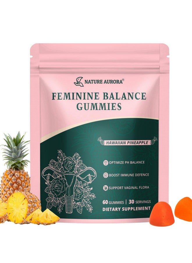 Premium Feminine Balance Gummies - Women's pH Balance & Vaginal Probiotics Support with Immune Support - Vegan, Gluten-Free - Hawaiian Pineapple Flavor - 60 Count - Image 1