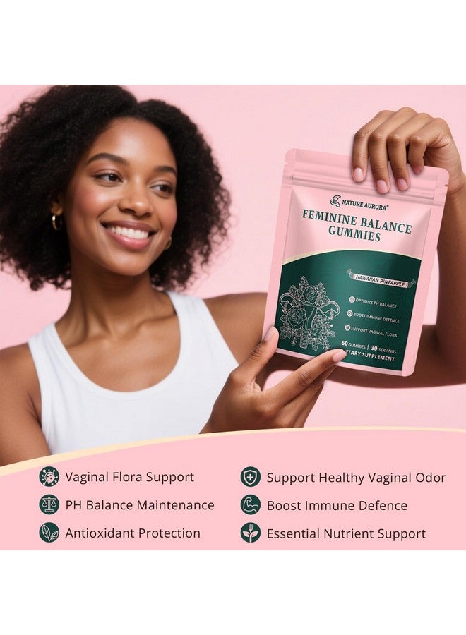 Premium Feminine Balance Gummies - Women's pH Balance & Vaginal Probiotics Support with Immune Support - Vegan, Gluten-Free - Hawaiian Pineapple Flavor - 60 Count - Image 3