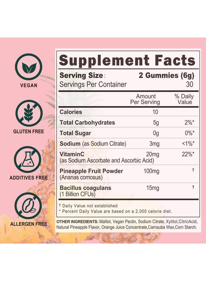 Premium Feminine Balance Gummies - Women's pH Balance & Vaginal Probiotics Support with Immune Support - Vegan, Gluten-Free - Hawaiian Pineapple Flavor - 60 Count - Image 2