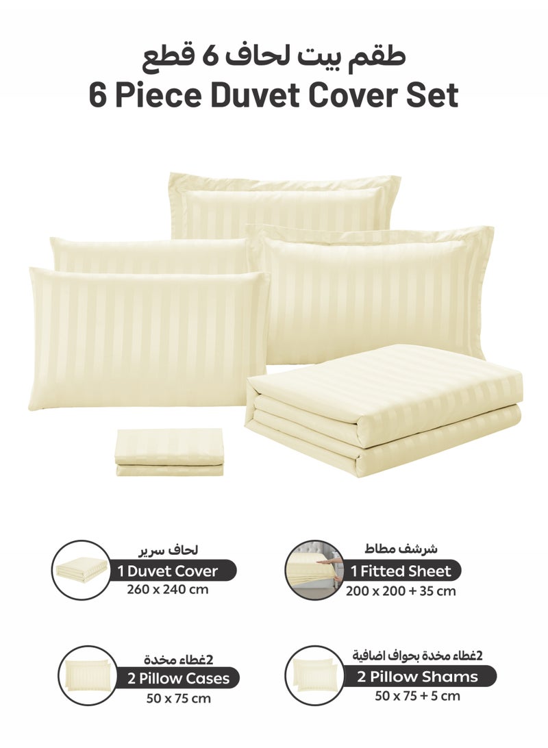 Donetella Striped Duvet Cover Set King Size 260x240 cm - 6-Pcs Bed Set, Microfiber Fabric - 1 Duvet Cover, 1 Fitted Sheet, 2 Pillow Sham, 2 Pillowcase (Filler Not Included) - Image 4
