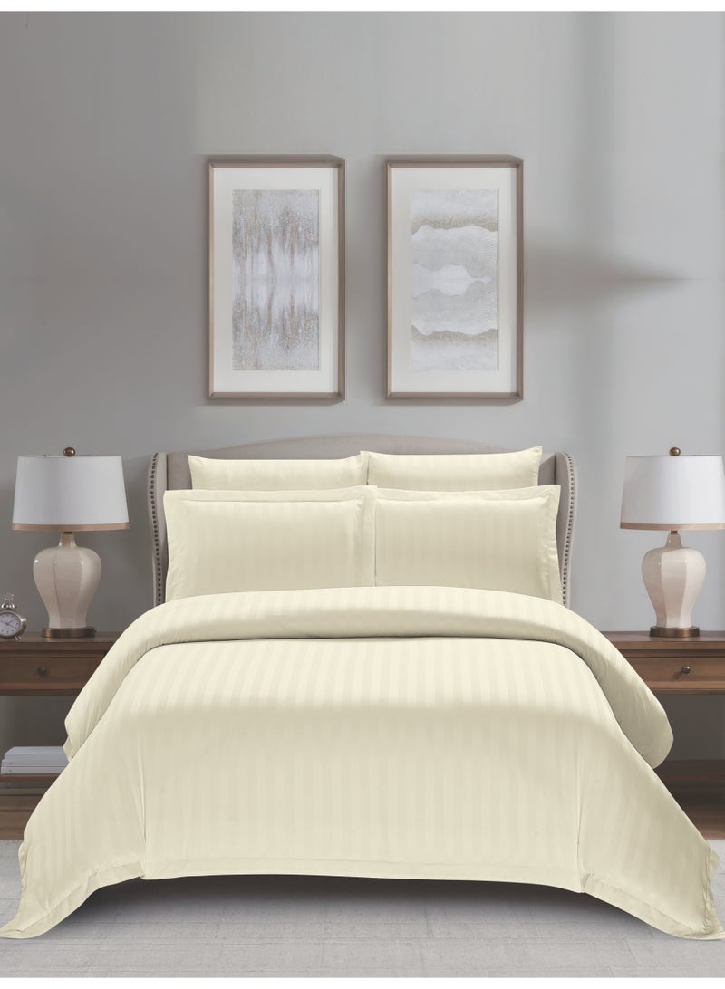 Donetella Striped Duvet Cover Set King Size 260x240 cm - 6-Pcs Bed Set, Microfiber Fabric - 1 Duvet Cover, 1 Fitted Sheet, 2 Pillow Sham, 2 Pillowcase (Filler Not Included) - Image 1