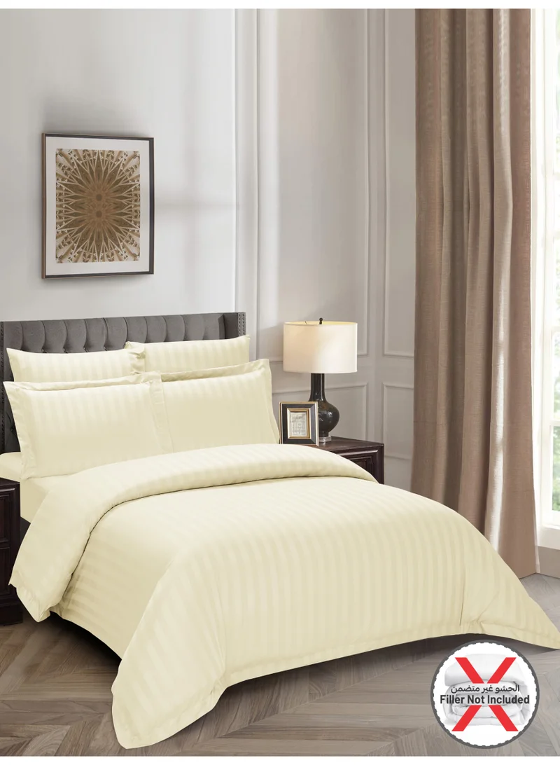 Donetella Striped Duvet Cover Set King Size 260x240 cm - 6-Pcs Bed Set, Microfiber Fabric - 1 Duvet Cover, 1 Fitted Sheet, 2 Pillow Sham, 2 Pillowcase (Filler Not Included)