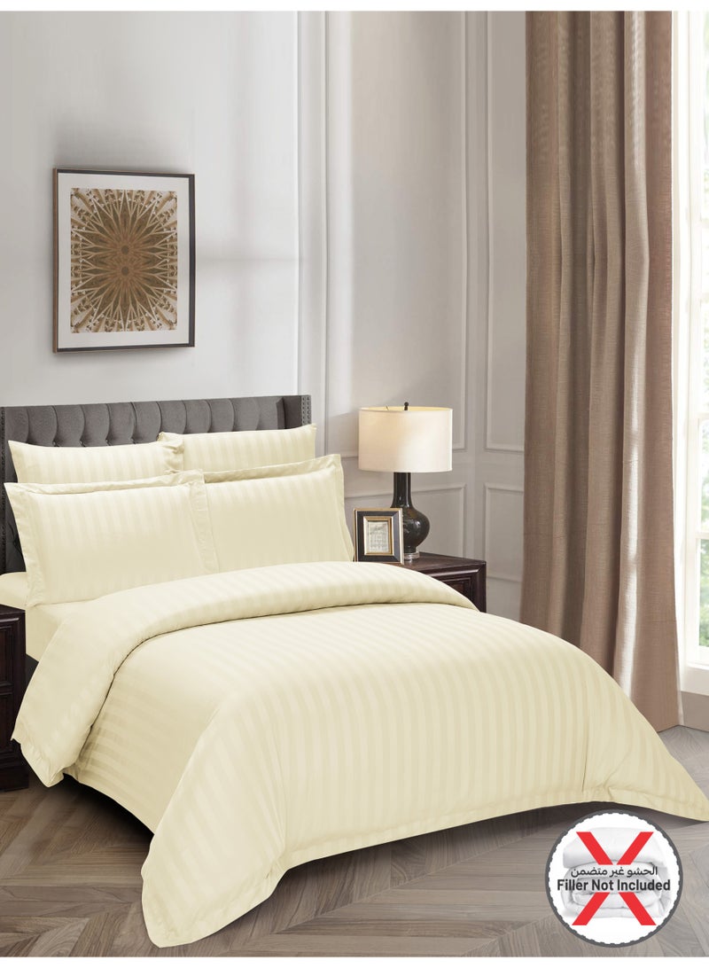 Donetella Striped Duvet Cover Set King Size 260x240 cm - 6-Pcs Bed Set, Microfiber Fabric - 1 Duvet Cover, 1 Fitted Sheet, 2 Pillow Sham, 2 Pillowcase (Filler Not Included) - Image 2