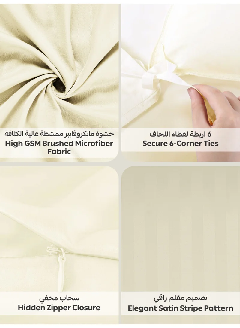 دوناتيلا Striped Duvet Cover Set King Size 260x240 cm - 6-Pcs Bed Set, Microfiber Fabric - 1 Duvet Cover, 1 Fitted Sheet, 2 Pillow Sham, 2 Pillowcase (Filler Not Included)