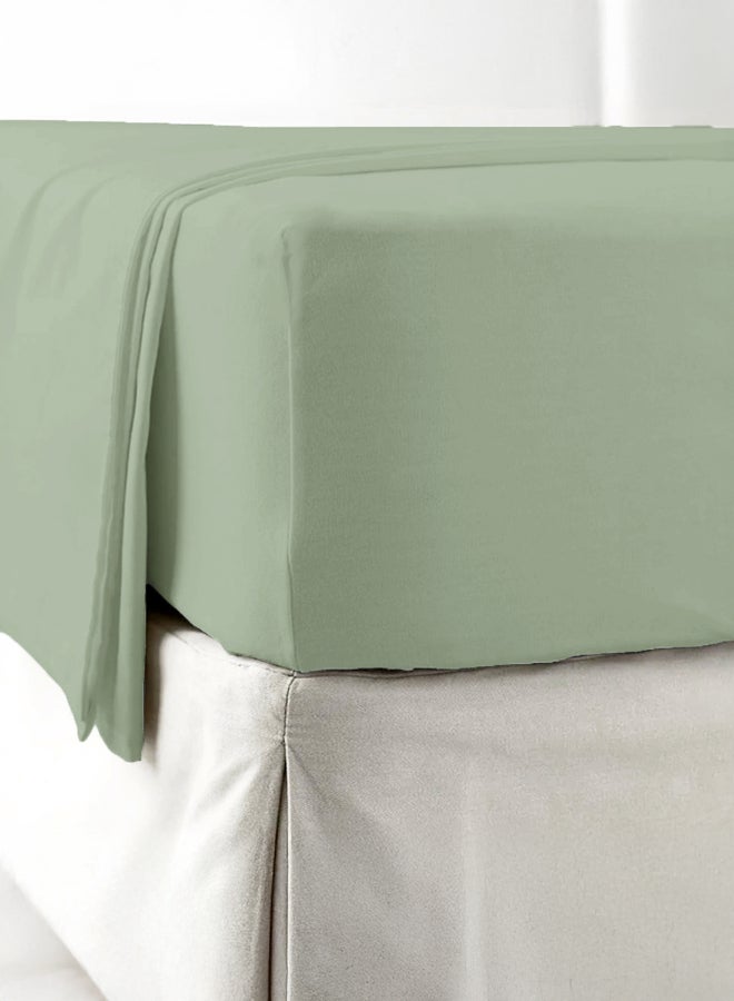 ايست من نون ملاءة سرير كوين مقاس | قطن ساتين ناعم 400TC | لون أخضر صحراوي فاتح | 1 ملاءة مقاس 150 × 200 سم مع جيب عميق 40 سم | مناسبة لمرتبة كوين مقاس - Image 3