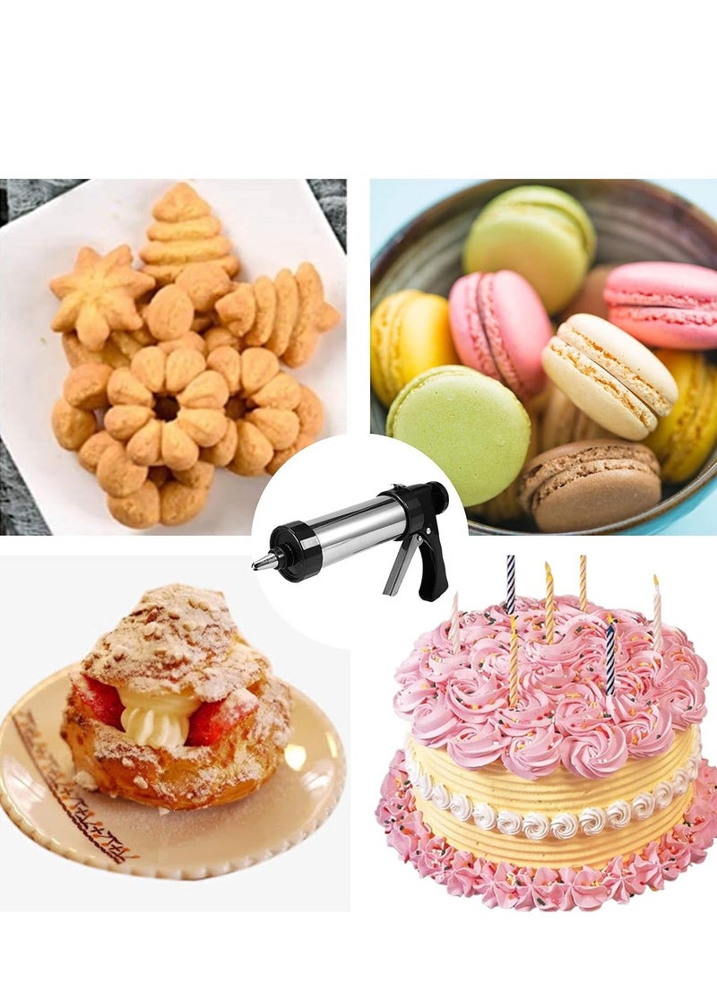Generic Cookie Press, Baking-Stainless Steel Cookie Press Gun+13 Cookie Discs+8 Icing Nozzles, Spritz Cookie Press Gun Kit for Making and Decorating Cookies  - Image 3