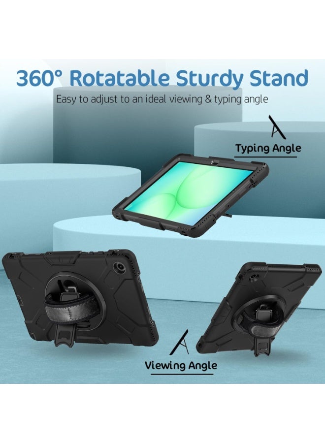 YoYoTech Samsung Galaxy Tab A11/A11 Case 8.7 Inches 360° Rotating Case Kickstand Hard Back Shell,Armor Protection Cover with Shoulder strap  for Samsung Galaxy Tab A11/A11 2025 - Black - Image 2