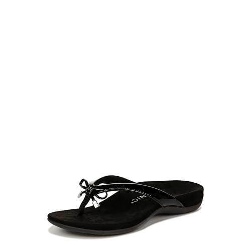 Vionic Bella Thong Sandals Black Patent 8 M - Image 1