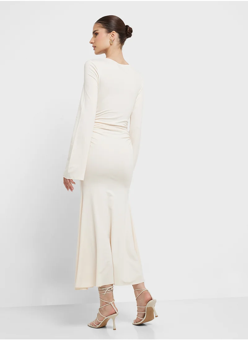 جينجر Sweetheart Neckline Draped Bodycon Dress