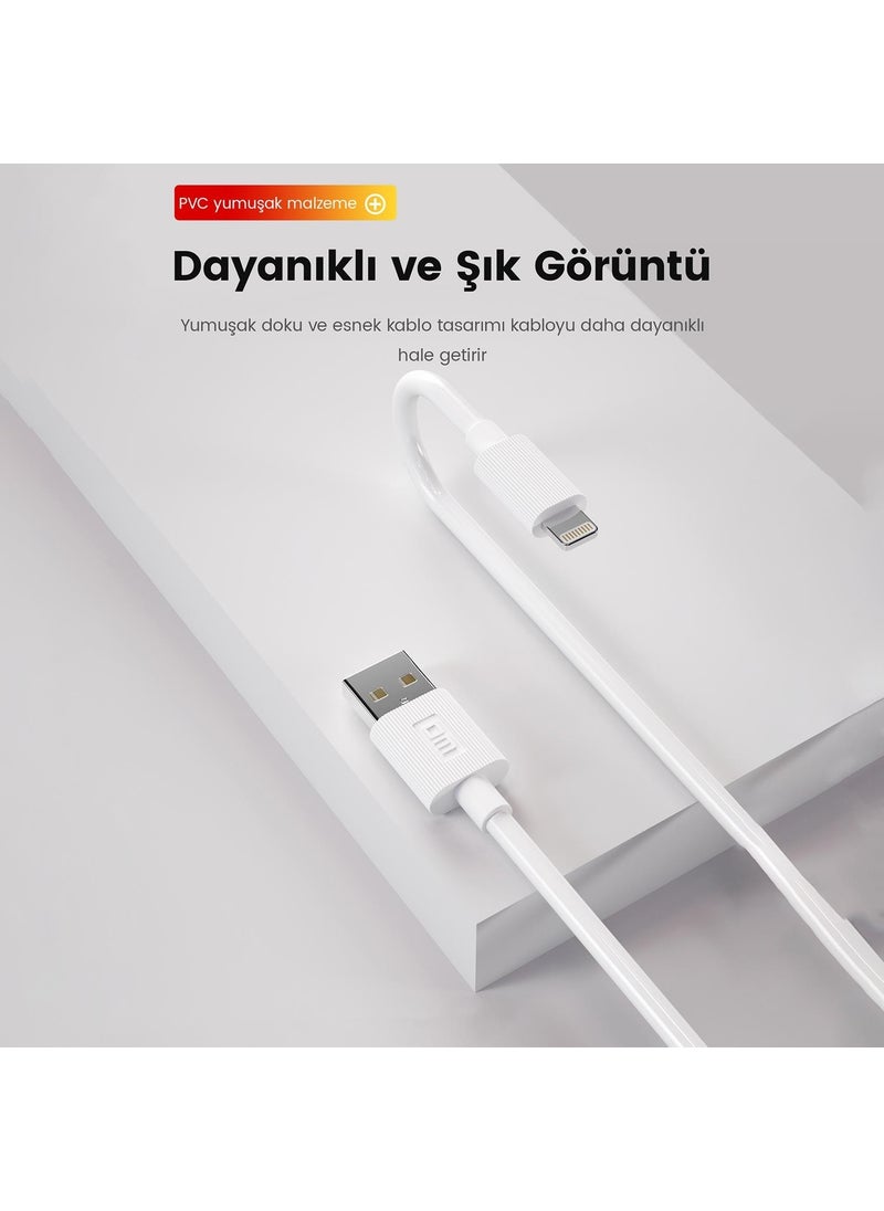 DM - SL010 USB To Lightning iPhone 2.4A Fast Charging and Data Cable White 1 Meter - Image 1