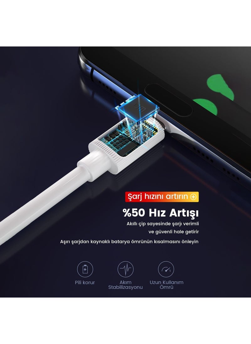 DM - SL010 USB To Lightning iPhone 2.4A Fast Charging and Data Cable White 1 Meter - Image 1