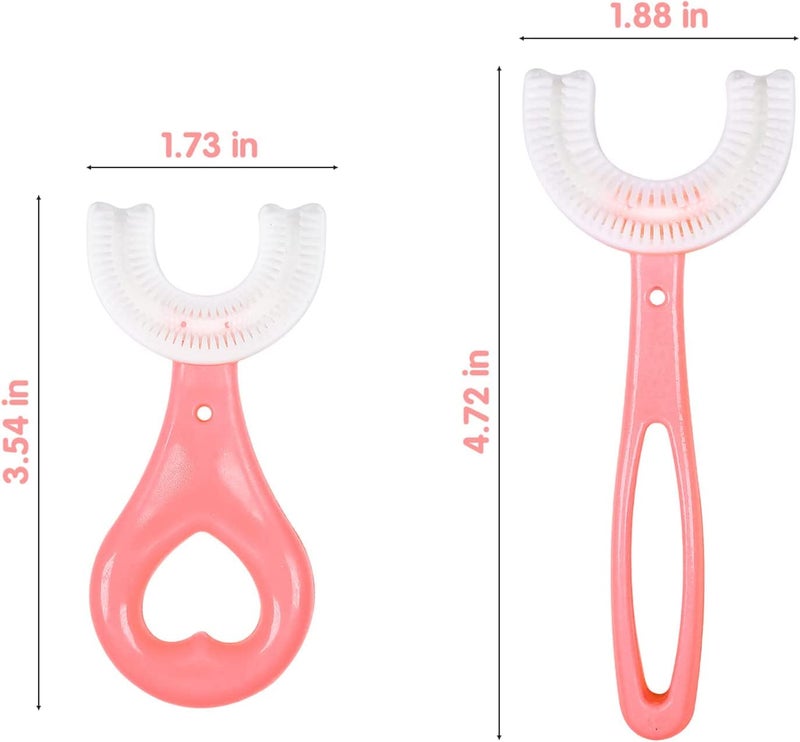 VENTWILLA فرشاة أسنان على شكل U للأطفال من VENTWILLA، العمر 2-6 و 6-12، رأس فرشاة سيليكون ناعم بدرجة غذائية، تصميم تنظيف الأسنان الفموي 360° للأطفال والصغار، فرشاة أسنان على شكل U للأطفال. (أكثر من لون) - Image 2