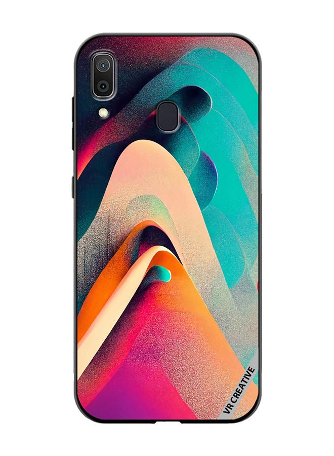 VR CREATIVE Protective Case Cover For Samsung Galaxy A30 Abstract Waves Lines Design Multicolour - Image 1