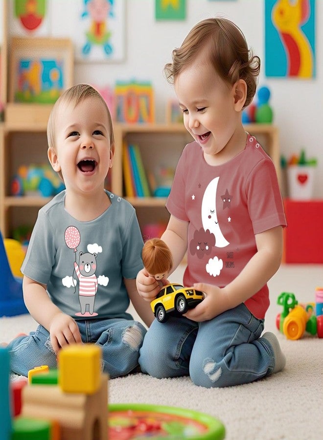 Kwitchy تيشيرتات قطنية بأكمام قصيرة وقصة عادية للأولاد والبنات من Kwitchy (تيشيرتات فقط) (18-24 شهرًا، عبوة من 3 قطع) - Image 3