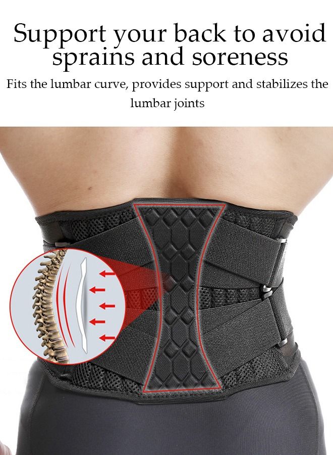 DUNISO Sports Back Brace for Men and Women - Breathable Waist Lumbar Lower Back Support Belt for Sciatica, Herniated Disc, Scoliosis Back Pain Relief, Heavy lifting, with Dual Adjustable Straps - Image 2
