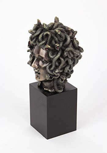 Veronese Design Cast Bronze Resin Medusa Head Figure on Plinth Bust Sculpture Painted Accent Art - Image 3