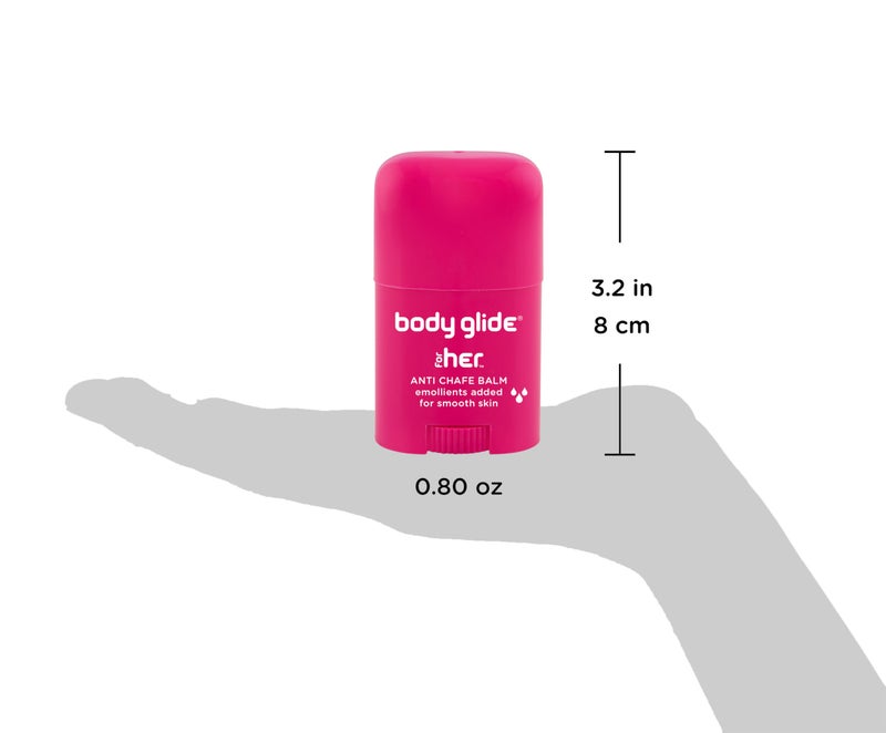 Body Glide For Her Anti Chafe Balm | Chafing stick with added emollients | Great for dry, sensitive skin and/or sensitive areas | Use on chest, bra, butt, groin, arm, and thigh chafing | 0.8oz