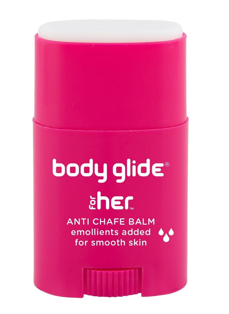 Body Glide For Her Anti Chafe Balm | Chafing stick with added emollients | Great for dry, sensitive skin and/or sensitive areas | Use on chest, b*a, b**t, groin, arm, and thigh chafing | 0.8oz