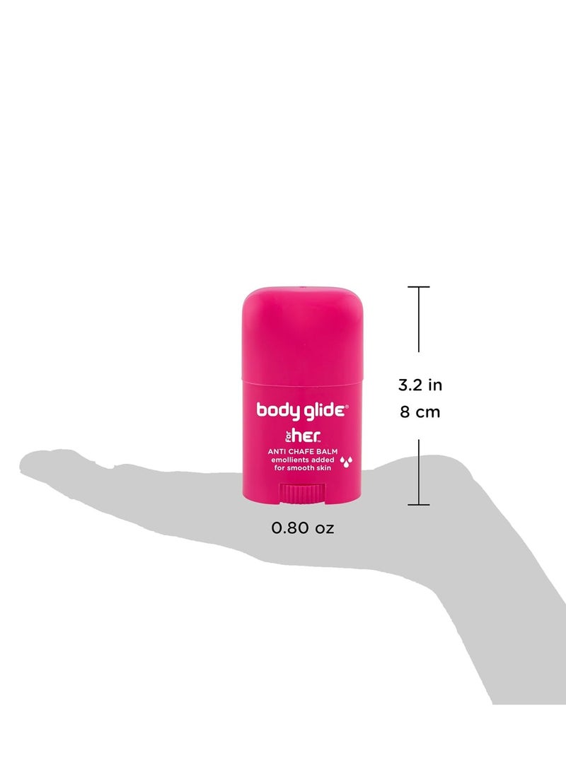 Body Glide For Her Anti Chafe Balm | Chafing stick with added emollients | Great for dry, sensitive skin and/or sensitive areas | Use on chest, b*a, b**t, groin, arm, and thigh chafing | 0.8oz