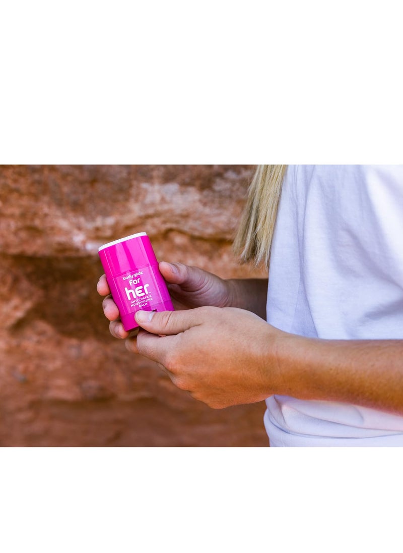 Body Glide For Her Anti Chafe Balm | Chafing stick with added emollients | Great for dry, sensitive skin and/or sensitive areas | Use on chest, b*a, b**t, groin, arm, and thigh chafing | 0.8oz
