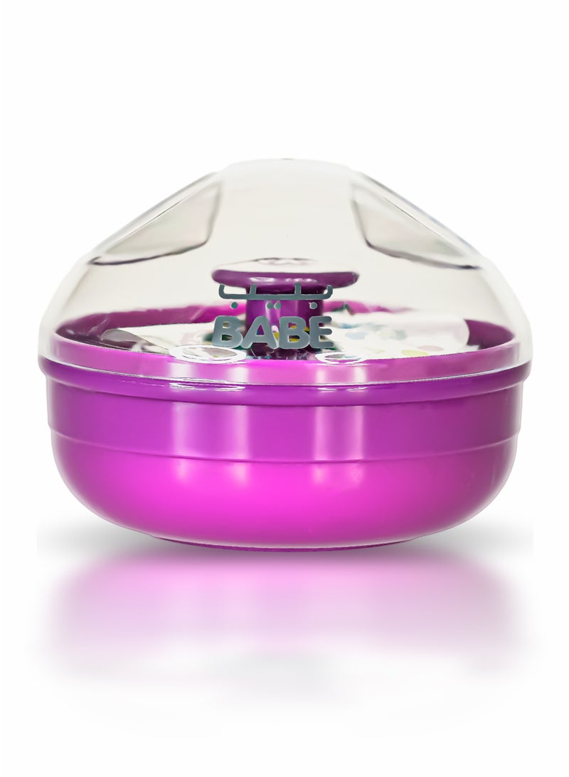 BABE - Baby Powder Puff with Storage Container, Portable, Refillable, Soft Polyester Applicator for Baby Powder (Rose) - Image 1