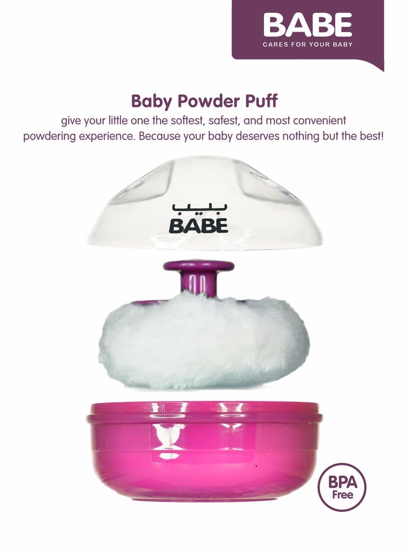 BABE - Baby Powder Puff with Storage Container, Portable, Refillable, Soft Polyester Applicator for Baby Powder (Rose) - Image 4