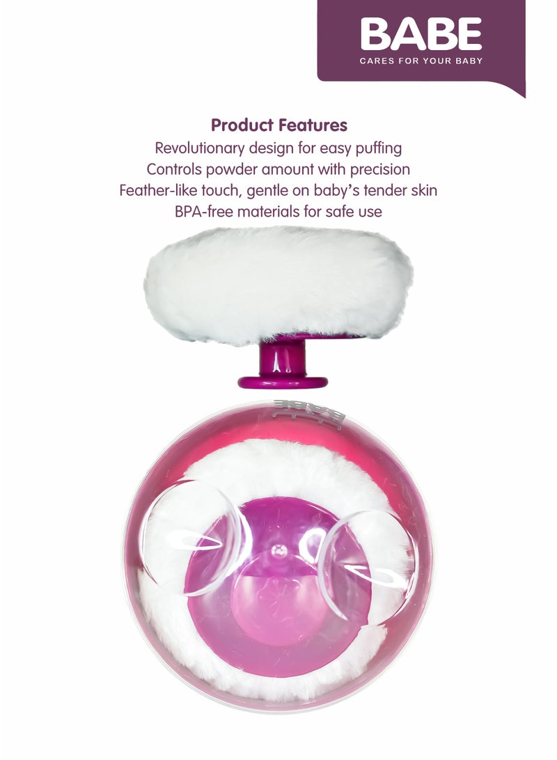 BABE - Baby Powder Puff with Storage Container, Portable, Refillable, Soft Polyester Applicator for Baby Powder (Rose) - Image 3