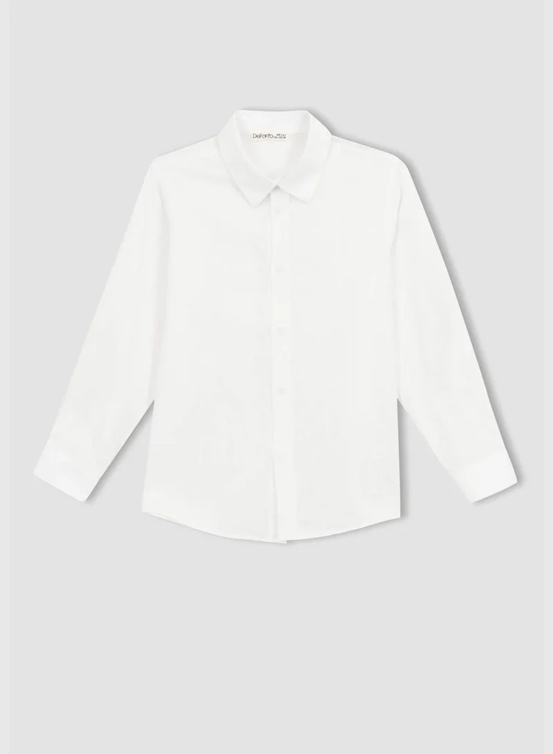 DeFacto Boy Polo Neck Woven Long Sleeve Shirt