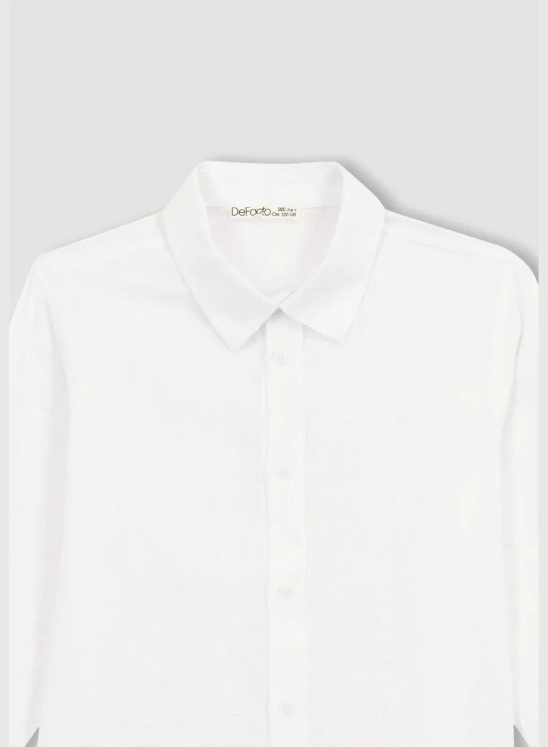DeFacto Boy Polo Neck Woven Long Sleeve Shirt