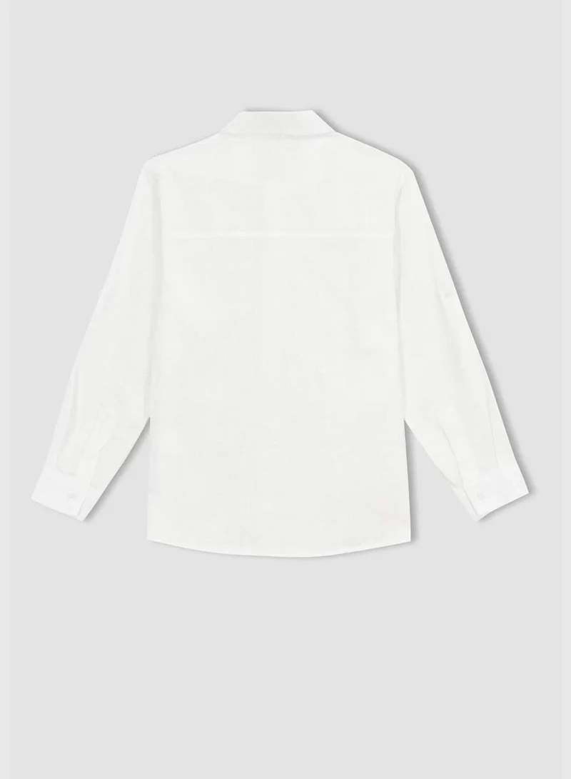 DeFacto Boy Polo Neck Woven Long Sleeve Shirt