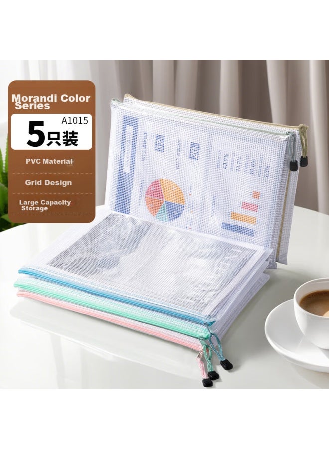 Jin Longxing Jinlongxing Transparent File Folders, Mesh Zipper Pouches, Subject Pouches, A4 Zipper Pouches, Pregnancy Check-up Ticket Storage Pouches, Doent Folders, Homework And Tutoring Pouches, Exam Paper Pouches, Tutoring Pouches, 5-pack - Image 1