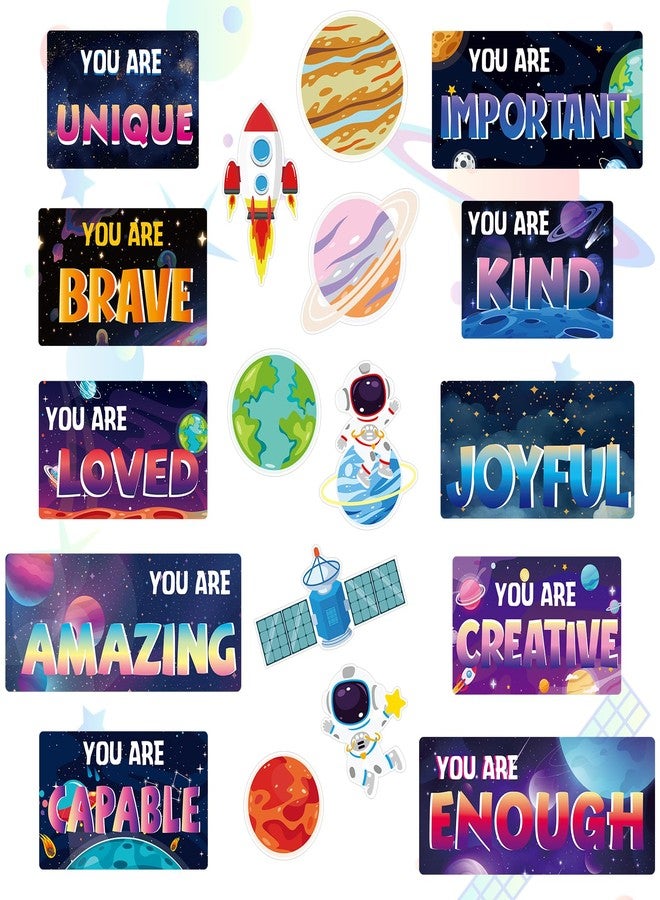 Yewfold 18 Pcs Space Theme Bulletin Board Decor Set, Motivational Cutouts for Classroom Affirmation Station, Outer Space Wall Decor for School Office Home Teacher Supply - Image 1