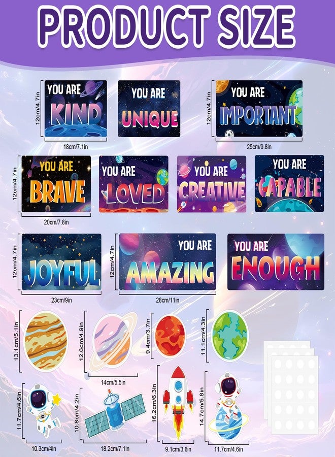 Yewfold 18 Pcs Space Theme Bulletin Board Decor Set, Motivational Cutouts for Classroom Affirmation Station, Outer Space Wall Decor for School Office Home Teacher Supply - Image 2